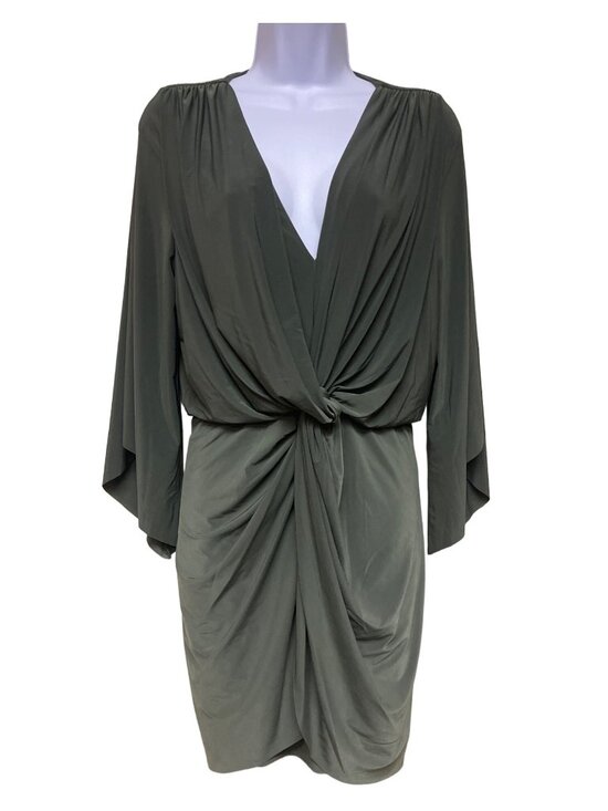 Misa Dresses & Skirts - MISA Los Angeles Teget Dress Olive Green Knot Front Bell Sleeve Small NWT USA